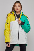 Оптом Горнолыжная куртка женская зимняя желтого цвета 2322J в Казани, фото 8