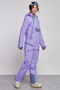 Оптом Горнолыжный комбинезон женский зимний фиолетового цвета 2323F в Волгоградке, фото 3