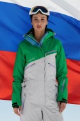 Оптом Горнолыжный комбинезон женский зимний зеленого цвета 2326Z
