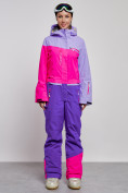 Оптом Горнолыжный комбинезон женский зимний фиолетового цвета 2327F в Саратове