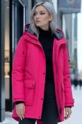 Оптом Парка женская зимняя MTFORCE c капюшоном розового цвета 2329R