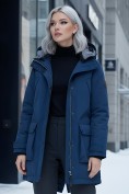 Оптом Парка женская зимняя MTFORCE c капюшоном синего цвета 2329S
