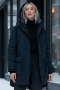 Оптом Парка женская зимняя MTFORCE c капюшоном темно-синего цвета 2329TS
