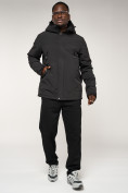 Оптом Куртка спортивная MTFORCE мужская с капюшоном черного цвета 2332Ch, фото 5