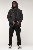 Оптом Куртка спортивная MTFORCE мужская с капюшоном черного цвета 2332Ch в Казани, фото 18