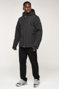 Оптом Куртка спортивная MTFORCE мужская с капюшоном черного цвета 2332Ch, фото 3