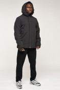 Оптом Куртка спортивная MTFORCE мужская с капюшоном черного цвета 2332Ch, фото 7