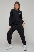 Оптом Спортивный костюм женский трикотажный модный черного цвета 23330Ch