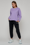 Оптом Спортивный костюм женский трикотажный модный фиолетового цвета 23330F в Екатеринбурге, фото 2