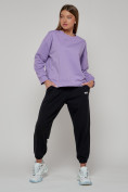 Оптом Спортивный костюм женский трикотажный модный фиолетового цвета 23330F в Казани
