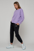 Оптом Спортивный костюм женский трикотажный модный фиолетового цвета 23330F в Казани, фото 3