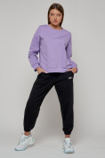 Оптом Спортивный костюм женский трикотажный модный фиолетового цвета 23330F, фото 5