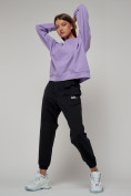 Оптом Спортивный костюм женский трикотажный модный фиолетового цвета 23330F в Казани, фото 6
