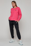 Оптом Спортивный костюм женский трикотажный модный розового цвета 23330R