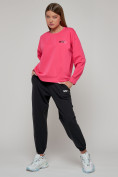 Оптом Спортивный костюм женский трикотажный модный розового цвета 23330R в Казани, фото 4