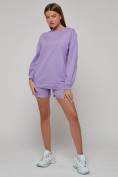 Оптом Спортивный костюм женский трикотажный модный фиолетового цвета 23331F в Казани, фото 10