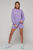 Оптом Спортивный костюм женский трикотажный модный фиолетового цвета 23331F в Казани, фото 2