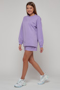 Оптом Спортивный костюм женский трикотажный модный фиолетового цвета 23331F в Казани, фото 3
