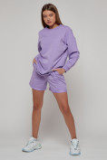 Оптом Спортивный костюм женский трикотажный модный фиолетового цвета 23331F в Казани, фото 4