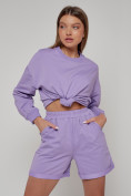 Оптом Спортивный костюм женский трикотажный модный фиолетового цвета 23331F в Казани, фото 9