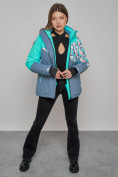 Оптом Горнолыжная куртка женская зимняя бирюзового цвета 2337Br в Екатеринбурге, фото 16
