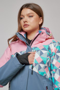 Оптом Горнолыжная куртка женская зимняя розового цвета 2337R в Казани, фото 6