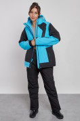 Оптом Горнолыжная куртка женская зимняя большого размера голубого цвета 23661Gl в Екатеринбурге, фото 8