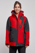 Оптом Горнолыжная куртка женская зимняя большого размера красного цвета 23661Kr в Екатеринбурге