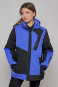 Оптом Горнолыжная куртка женская зимняя большого размера синего цвета 23661S в Казани, фото 3