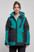 Оптом Горнолыжная куртка женская зимняя большого размера темно-зеленого цвета 23661TZ в Екатеринбурге