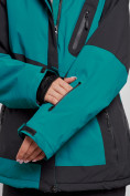 Оптом Горнолыжная куртка женская зимняя большого размера темно-зеленого цвета 23661TZ в Екатеринбурге, фото 6