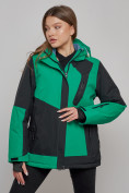 Оптом Горнолыжная куртка женская зимняя большого размера зеленого цвета 23661Z в Казани, фото 3