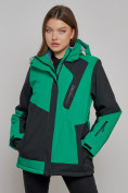 Оптом Горнолыжная куртка женская зимняя большого размера зеленого цвета 23661Z в Казани, фото 4