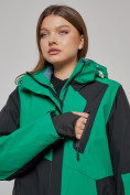 Оптом Горнолыжная куртка женская зимняя большого размера зеленого цвета 23661Z в Казани, фото 6