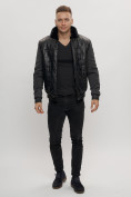 Оптом Классическая куртка из экокожи мужская черного цвета 2386Ch