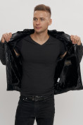 Оптом Классическая куртка из экокожи мужская черного цвета 2386Ch, фото 12