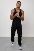 Оптом Джинсы карго мужские с накладными карманами черного цвета 2401Ch в Перми, фото 10