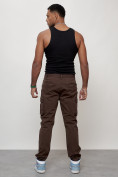 Оптом Джинсы карго мужские с накладными карманами коричневого цвета 2401K в Уфе, фото 4