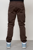 Оптом Джинсы карго мужские с накладными карманами коричневого цвета 2401K, фото 9