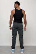 Оптом Джинсы карго мужские с накладными карманами темно-серого цвета 2401TC, фото 4