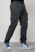 Оптом Джинсы карго мужские с накладными карманами темно-серого цвета 2401TC в Челябинске, фото 7