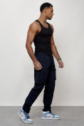 Оптом Джинсы карго мужские с накладными карманами темно-синего цвета 2401TS, фото 11