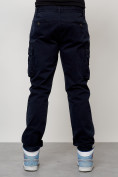Оптом Джинсы карго мужские с накладными карманами темно-синего цвета 2401TS, фото 8