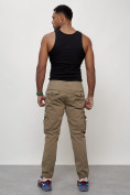 Оптом Джинсы карго мужские с накладными карманами бежевого цвета 2402B в Омске, фото 12
