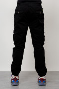 Оптом Джинсы карго мужские с накладными карманами черного цвета 2402Ch в Перми, фото 4