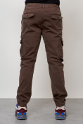 Оптом Джинсы карго мужские с накладными карманами коричневого цвета 2402K, фото 8