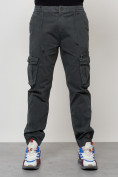 Оптом Джинсы карго мужские с накладными карманами темно-серого цвета 2402TC в Перми