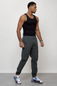 Оптом Джинсы карго мужские с накладными карманами темно-серого цвета 2402TC, фото 10
