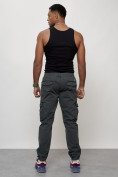 Оптом Джинсы карго мужские с накладными карманами темно-серого цвета 2402TC в Волгоградке, фото 11