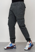 Оптом Джинсы карго мужские с накладными карманами темно-серого цвета 2402TC в Перми, фото 2